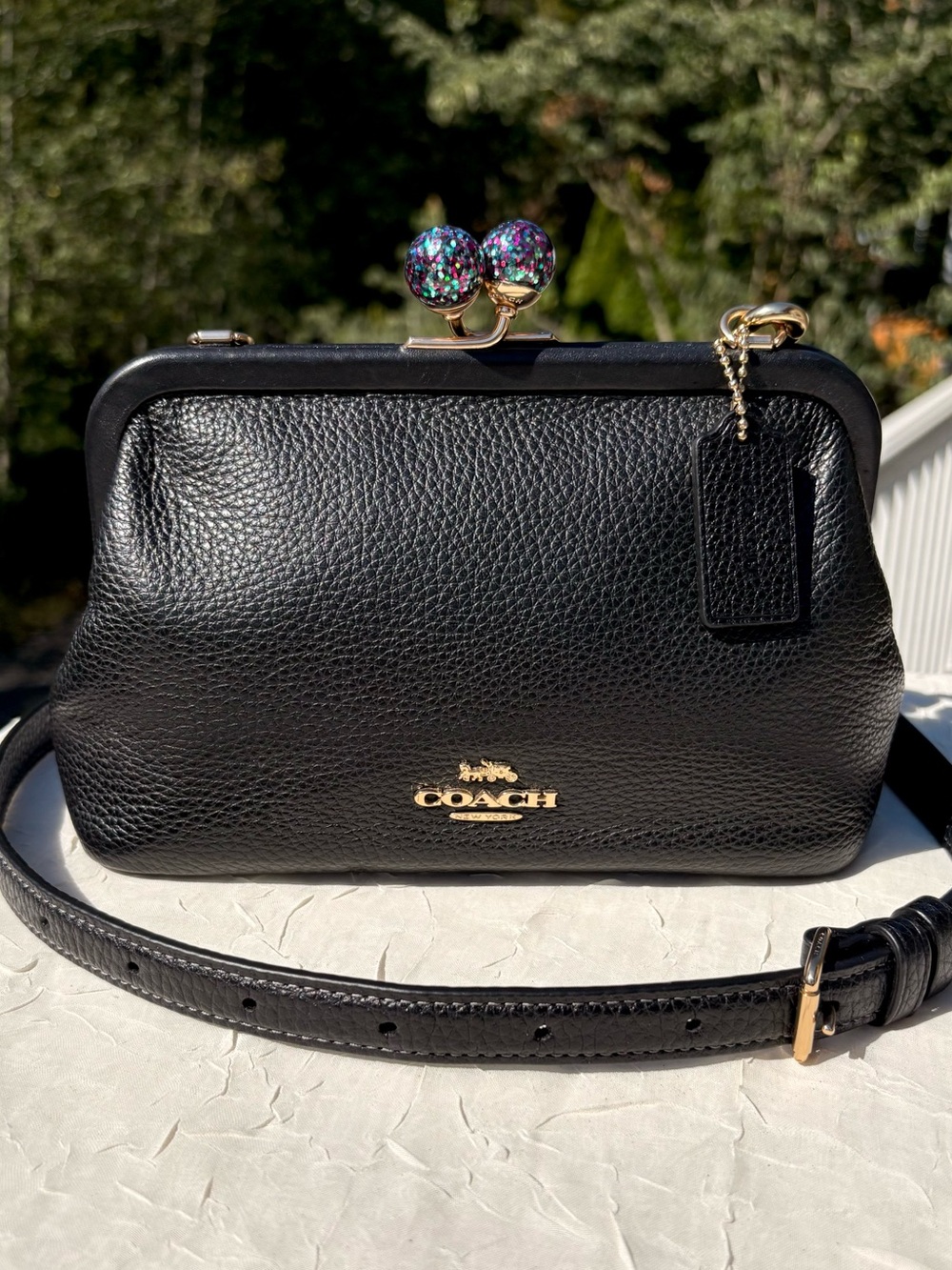 COACH Nora Kisslock Crossbody In Black Leather C1451 - Picture 10 of 10